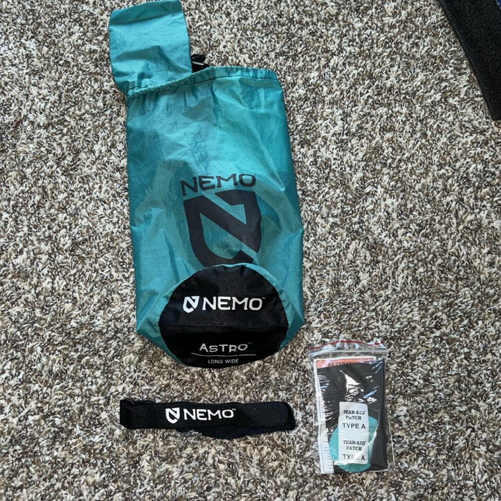 Nemo Astro long wide camping backpacking sleeping bag pad case repair fabric